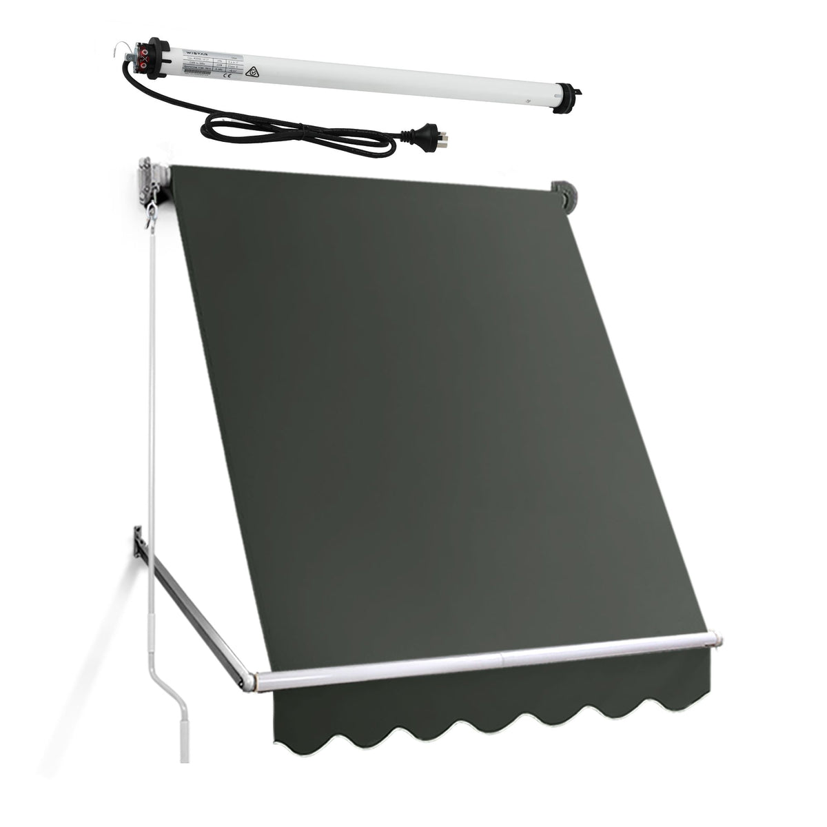 Instahut Motorised Pivot Arm Awning Window Sun Shade 1.5 X 2.1M Grey
