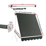 Instahut Motorised Pivot Arm Awning Window Sun Shade 1.5 X 2.1M Grey