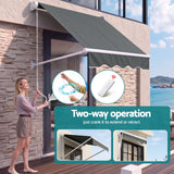 Instahut Motorised Pivot Arm Awning Window Sun Shade 1.5 X 2.1M Grey
