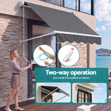 Instahut Motorised Pivot Arm Awning Window Sun Shade 1.8 X 2.1M Grey