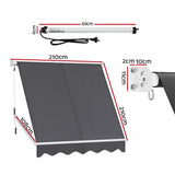 Instahut Motorised Pivot Arm Awning Window Sun Shade 2.1 X 2.1M Grey