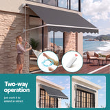Instahut Motorised Pivot Arm Awning Window Sun Shade 2.8 X 2.1M Grey