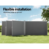 Instahut Side Awning Sun Shade Outdoor Retractable Privacy Screen 1.8X6M Grey