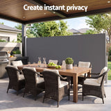 Instahut 1.8X4M Side Awning Retractable Privacy Screen Outdoor Sun Shade Grey
