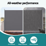 Instahut 1.8X4M Side Awning Retractable Privacy Screen Outdoor Sun Shade Grey