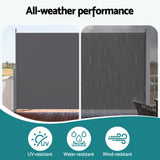 Instahut 2X3.5M Side Awning Retractable Privacy Screen Outdoor Sun Shade Grey