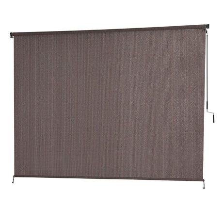 Instahut 3X2.5M Outdoor Blinds Awning Roll Down Retractable Knit Fabric Outdoor Blinds Window Shade Brown