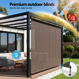 Instahut 3X2.5M Outdoor Blinds Awning Roll Down Retractable Knit Fabric Outdoor Blinds Window Shade Brown