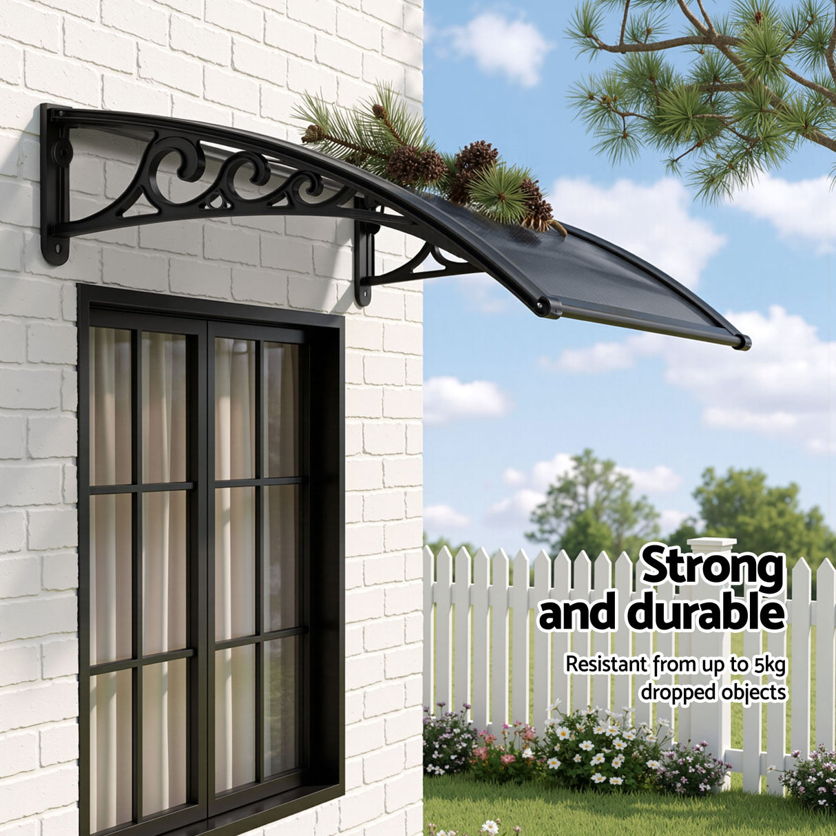 Instahut Window Awning Drainage 0.6mx0.6m Outdoor Grey
