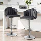 Artiss Bar Stool X2 Kitchen Dining Counter Gaslift Chair Adjustable Velvet Grey