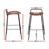 4x Artiss Bar Stools Kitchen Counter Dining Chair Metal Brown