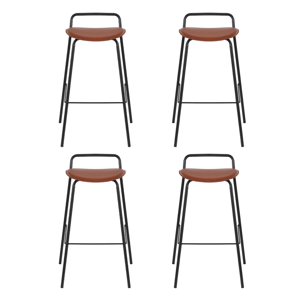 4x Artiss Bar Stools Kitchen Counter Dining Chair Metal Brown