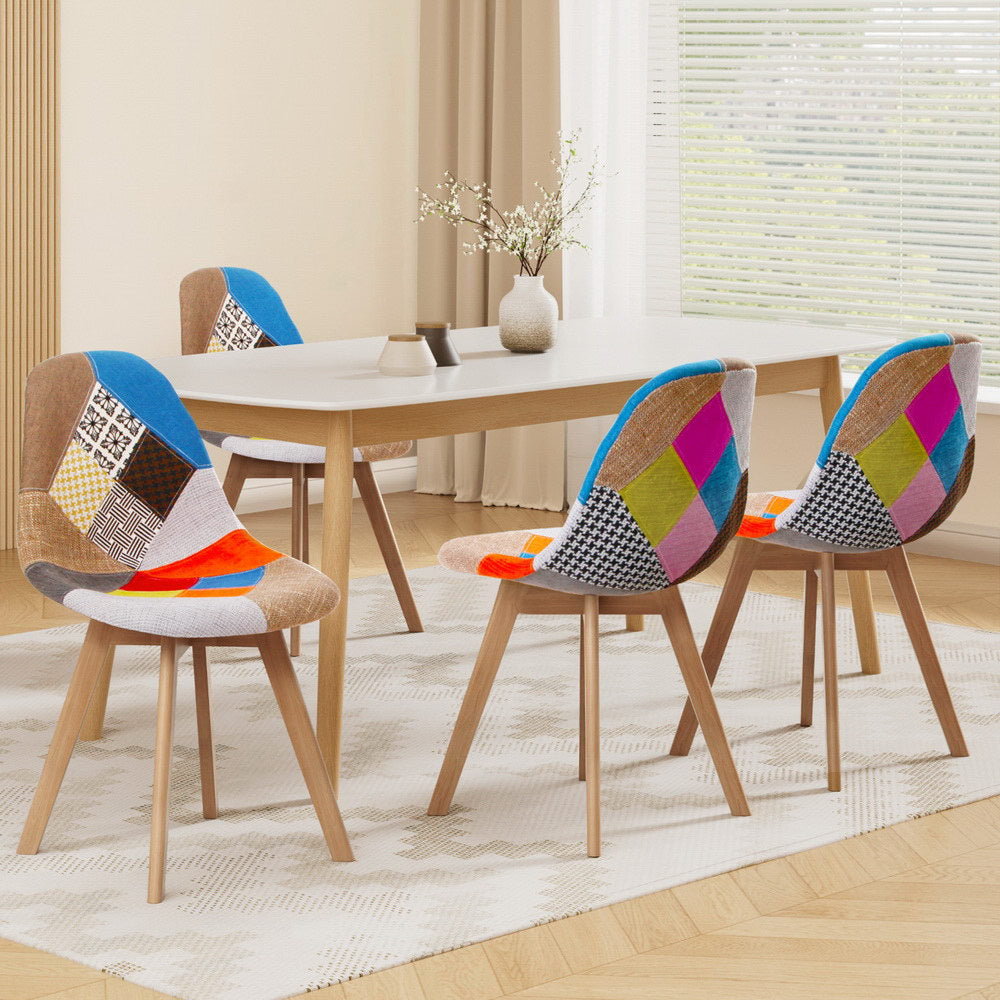 Artiss Dining Chairs Set of 4 Fabric Retro Replica DSW