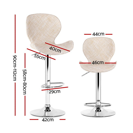 Artiss 4x Bar Stools Kitchen Swivel Gas Lift Counter Chair Wing PE Rattan Beige