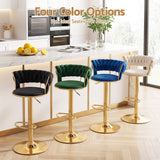 Artiss 2x Bar Stools Gas Lift Adjustable Velvet Woven Backrest Vivien Black