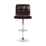 4x Bar Stools Leather Gas Lift Brown