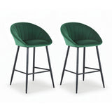 Artiss 2x Bar Stools Kitchen Dining Chair Counter Stool Tub Velvet Metal Green