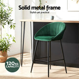 Artiss 4x Bar Stools Kitchen Dining Chair Counter Stool Tub Velvet Metal Green