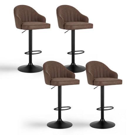 Artiss 4x Bar Stools Kitchen Swivel Gas Lift Counter Chair Shell Leather Brown