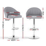 Artiss 2x Bar Stools Kitchen Swivel Gas Lift Counter Chair Shell Leather Grey