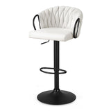 Artiss 1x Bar Stool Single Kitchen Dining Chair Counter Stool Woven Velvet Ivory