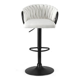 Artiss 1x Bar Stool Single Kitchen Dining Chair Counter Stool Woven Velvet Ivory