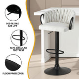 Artiss 1x Bar Stool Single Kitchen Dining Chair Counter Stool Woven Velvet Ivory