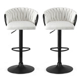 Artiss Bar Stool x2 Kitchen Dining Chair Counter Gaslift Woven Velvet Ivory