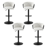 Artiss Bar Stool x4 Kitchen Dining Chair Counter Gaslift Woven Velvet Ivory