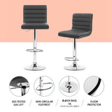 Artiss Set of 4 PU Leather Lined Pattern Bar Stools- Grey and Chrome