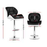 Jorn 4x Bar Stools Gas Lift Padded Leather Black & White
