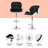 Jorn 4x Bar Stools Gas Lift Padded Leather Black & White