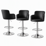 Artiss 3x Bar Stools Counter Chairs Swivel Adjustable Tub PU Leather Black