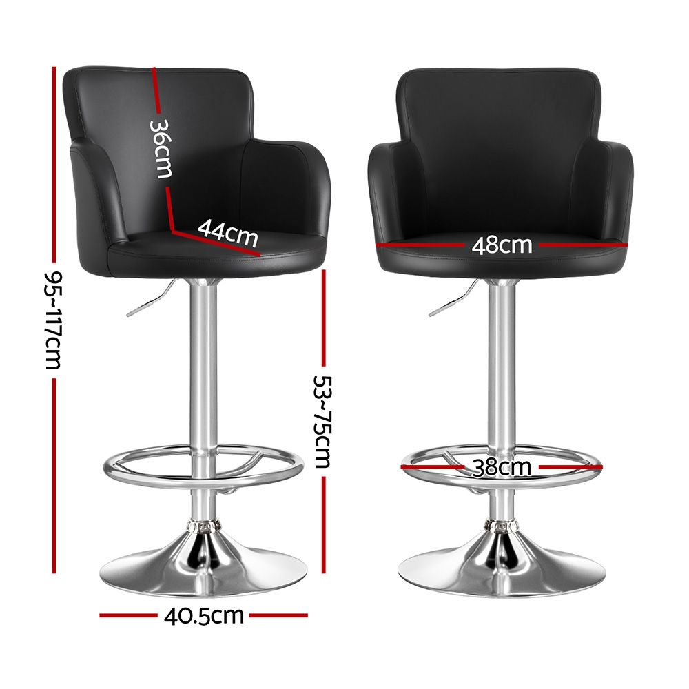 Artiss 3x Bar Stools Counter Chairs Swivel Adjustable Tub PU Leather Black