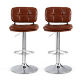 Artiss 2x Bar Stools Kitchen Swivel Gas Lift Counter Chair Tuft PU Leather Brown