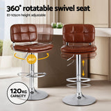 Artiss 4x Bar Stools Kitchen Swivel Gas Lift Counter Chair Tuft PU Leather Brown