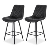 Artiss 2x Bar Stools Kitchen Dining Chair Counter Stool Diamond PU Leather Black