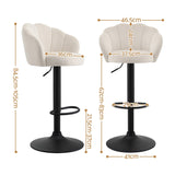Artiss 4x Bar Stools Counter Chair Adjustable Shell Backrest Velvet Nessah Ivory