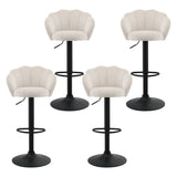 Artiss 4x Bar Stools Counter Chair Adjustable Shell Backrest Velvet Nessah Ivory