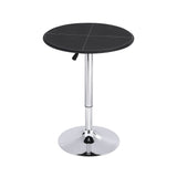 Artiss Bar Table Round Swivel Height Adjustable 62cm Modern PVC Leather Black