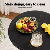 Artiss Bar Table Round Swivel Height Adjustable 62cm Modern PVC Leather Black