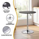 Artiss Bar Table Round Swivel Height Adjustable 62cm Modern PVC Leather Black