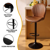 Artiss 4x Bar Stools Kitchen Swivel Gas Lift Counter Chair Shell Leather Brown