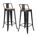 Artiss Metal Bar Stools Set of 2 Counter Height Barstools 77cm Seat Height w/ Removable Back