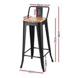 Artiss Metal Bar Stools Set of 2 Counter Height Barstools 77cm Seat Height w/ Removable Back