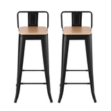 Artiss Metal Bar Stools Set of 2 Counter Height Barstools 77cm Seat Height w/ Removable Back