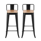 Artiss 2x Bar Stools Kitchen Counter High Chair Dining Stackable Metal Black