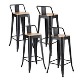 Artiss Metal Bar Stools Set of 4 Counter Height Barstools 77cm Seat Height w/ Removable Back