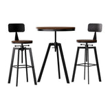 Artiss Bar Table and Stools Set Dining Desk Industrial Kitchen Chairs Cafe Pub