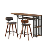 Artiss 3PCS Bar Table and Stools Set Dining Table Solid Wood Kitchen Chairs Cafe Pub